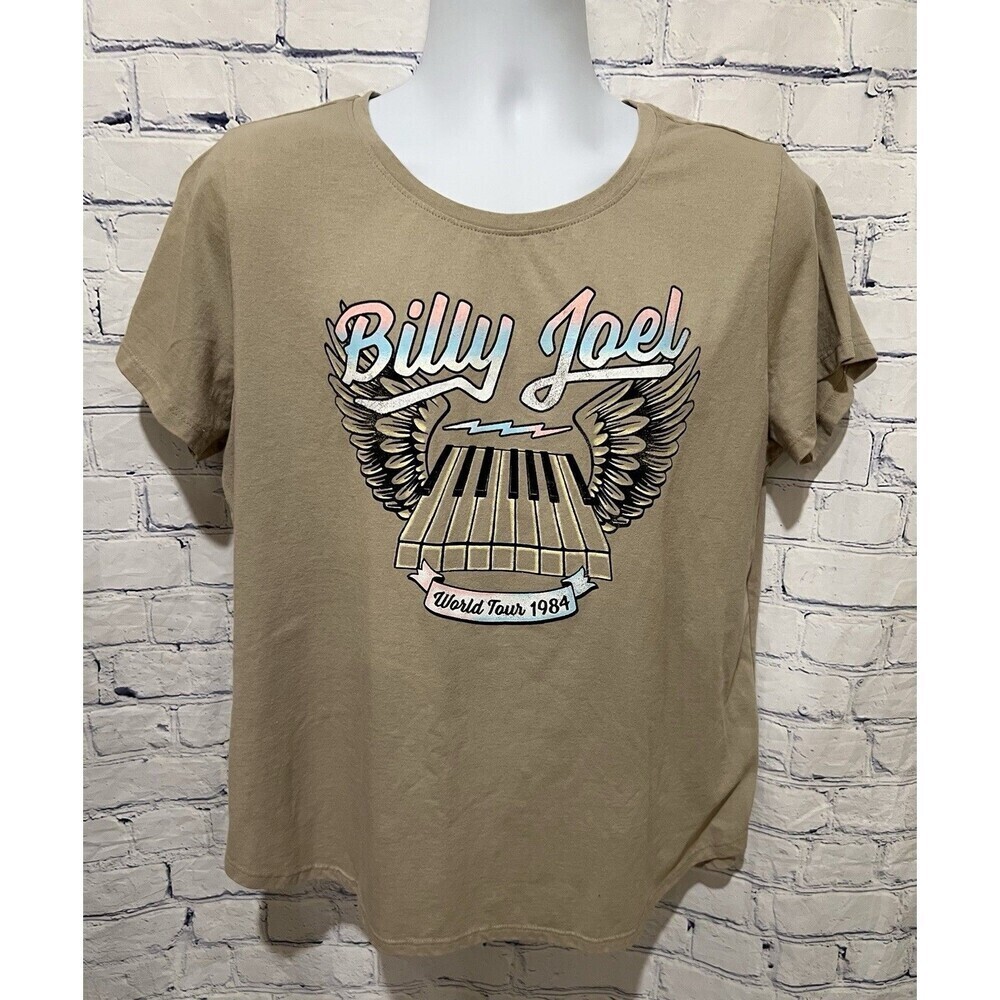 Official Billy Joel World Tour 1984 Piano Wings Taupe Crew Neck T Shirt XL